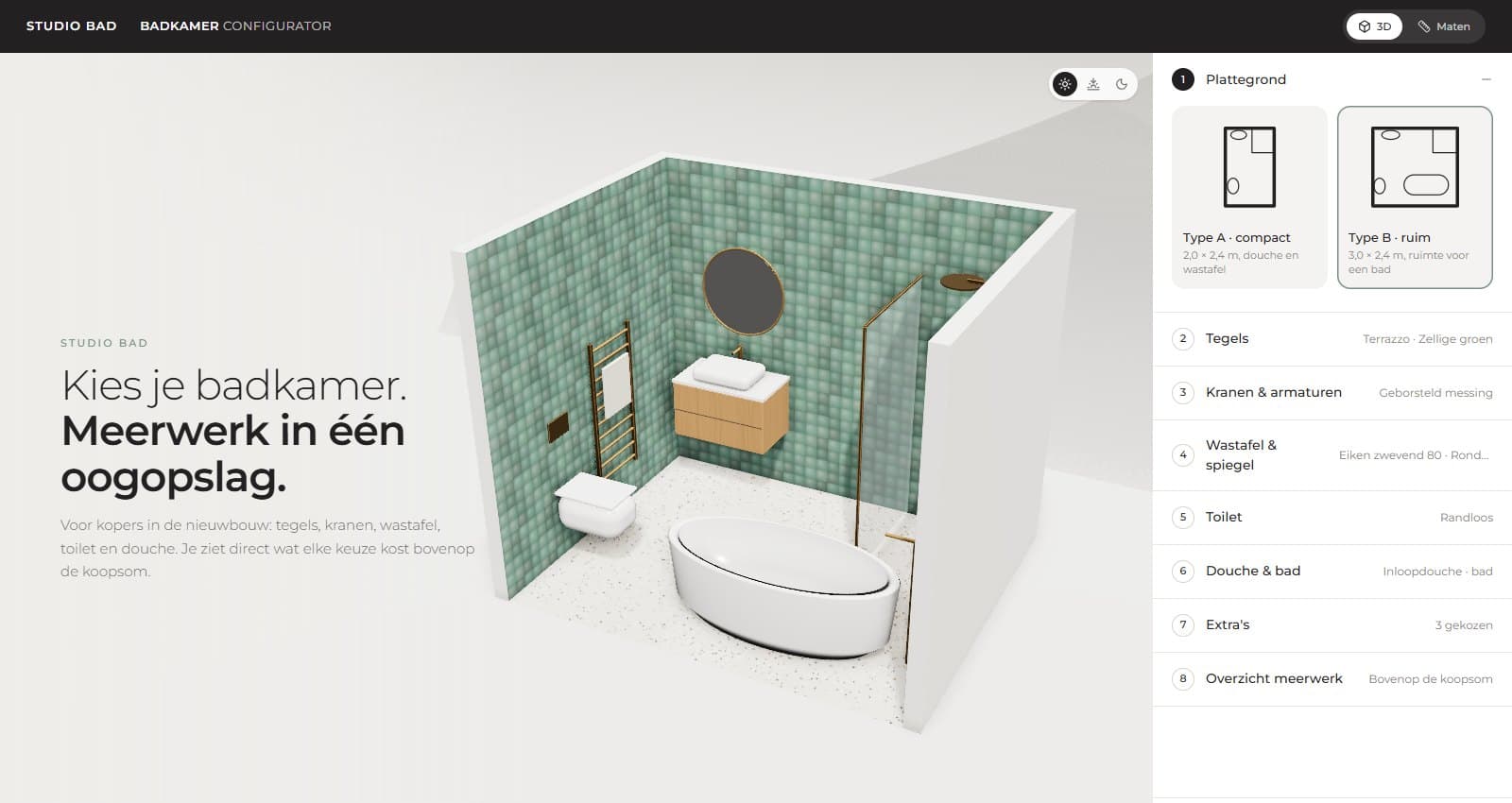 Probeer de badkamerconfigurator