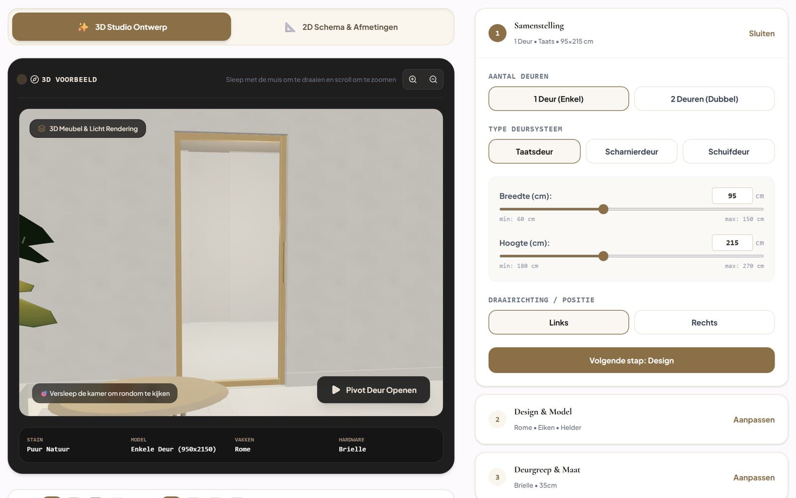 Probeer de configurator van Oak & Taats