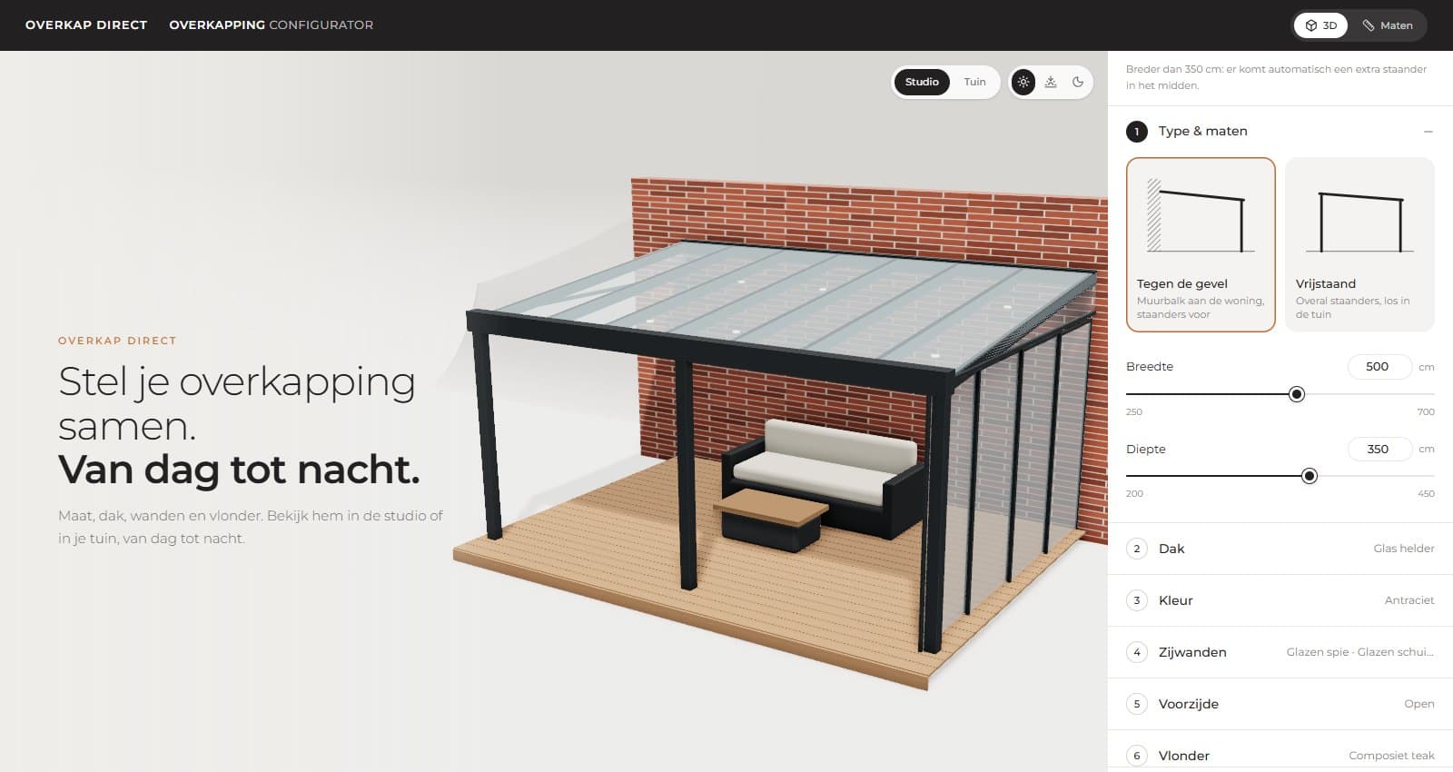 Probeer de terrasoverkapping-configurator