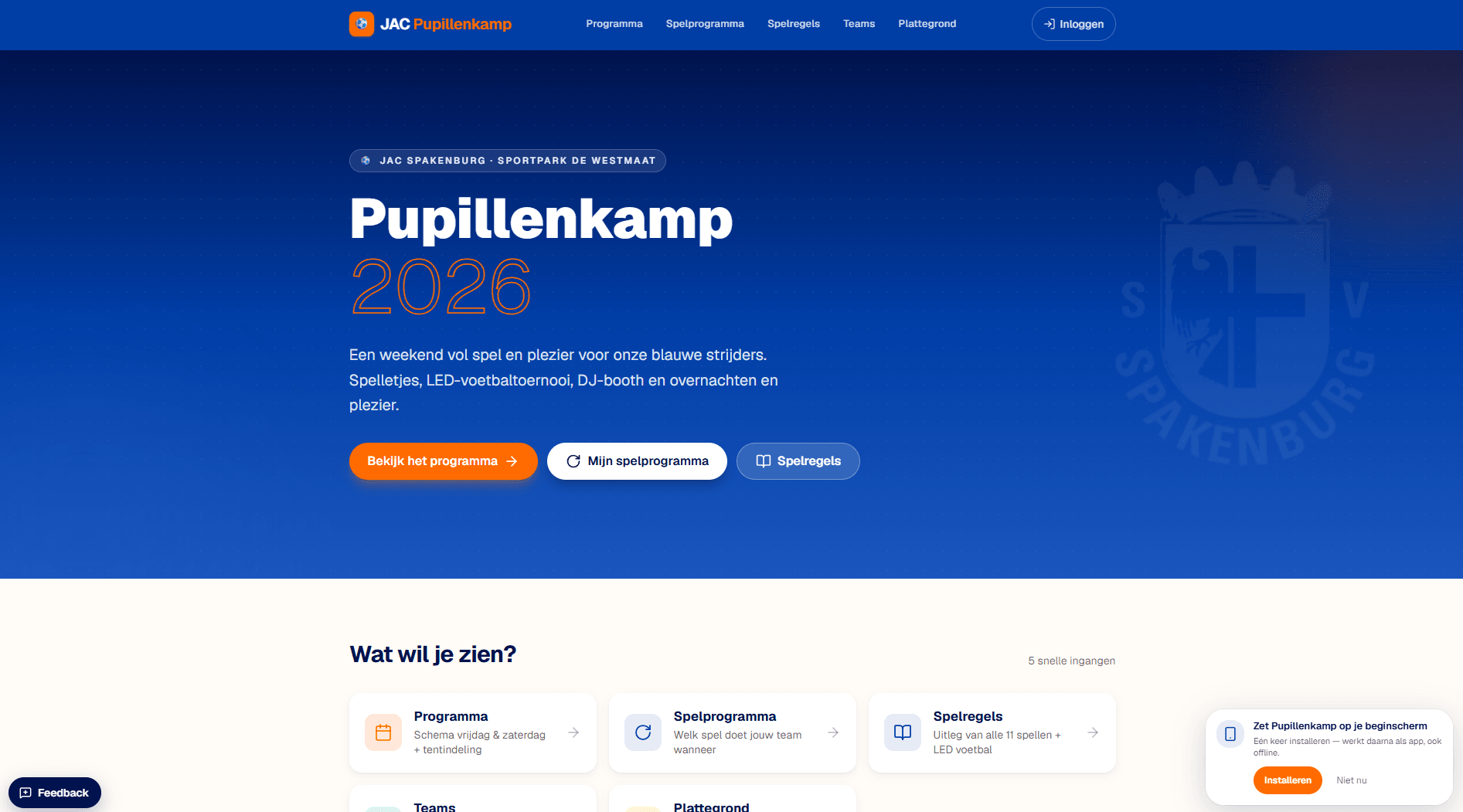 JAC / SV Spakenburg: Eén platform voor een jeugdkamp met honderden kinderen